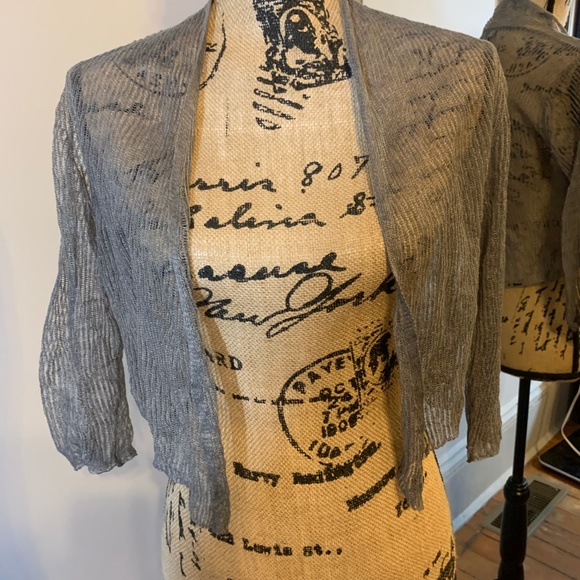 Eileen Fisher Sheer Hemp Blend Crop Cardigan - Picture 2 of 5